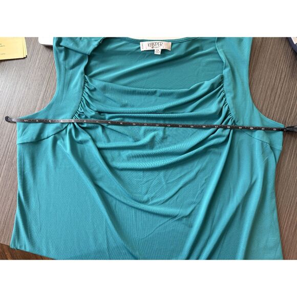 Kasper Sleeveless Waterfall Neckline Blouse in Teal 2X - Picture 5 of 6